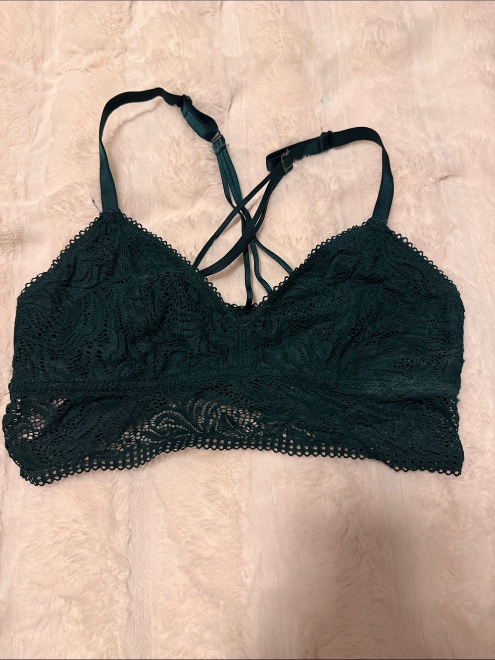 Auden Lace Bralette with Strappy Back - Forest Green